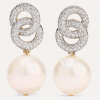 18K gold diamond pearl earrings 925 silver
